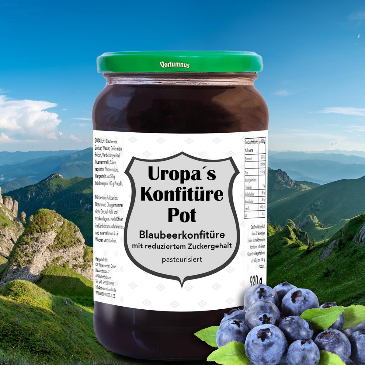 Uropas Konfitürenpot "Wilde Blaubeere" 920g