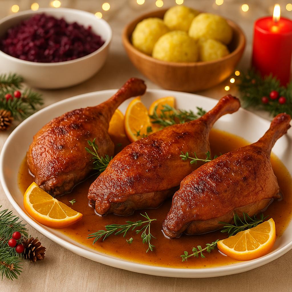 Entenkeulen 3 Stück mit Soße 850g (3 Keulen a ca. 150g)+ 400g Soße