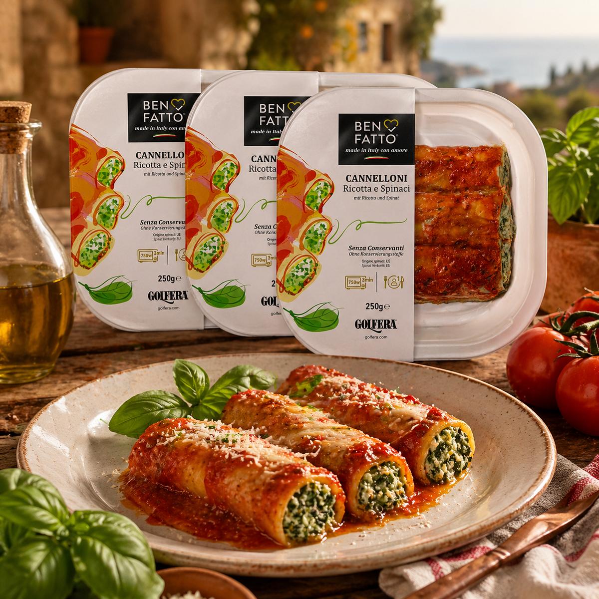 Cannelloni mit Ricotta-Käse und Spinat 3x250g