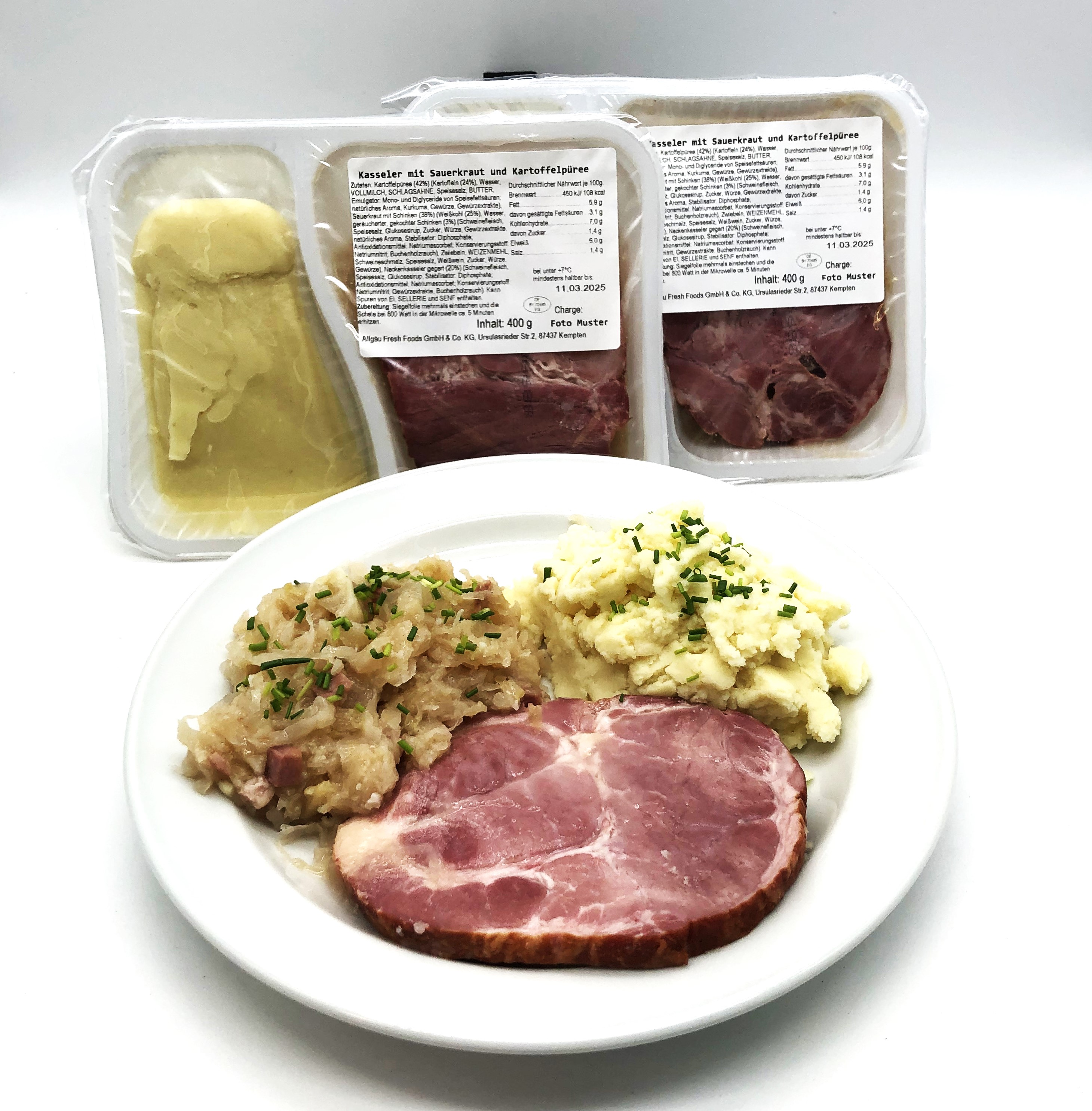 Kassler mit Sauerkraut und Kartoffelpüree 3x400g