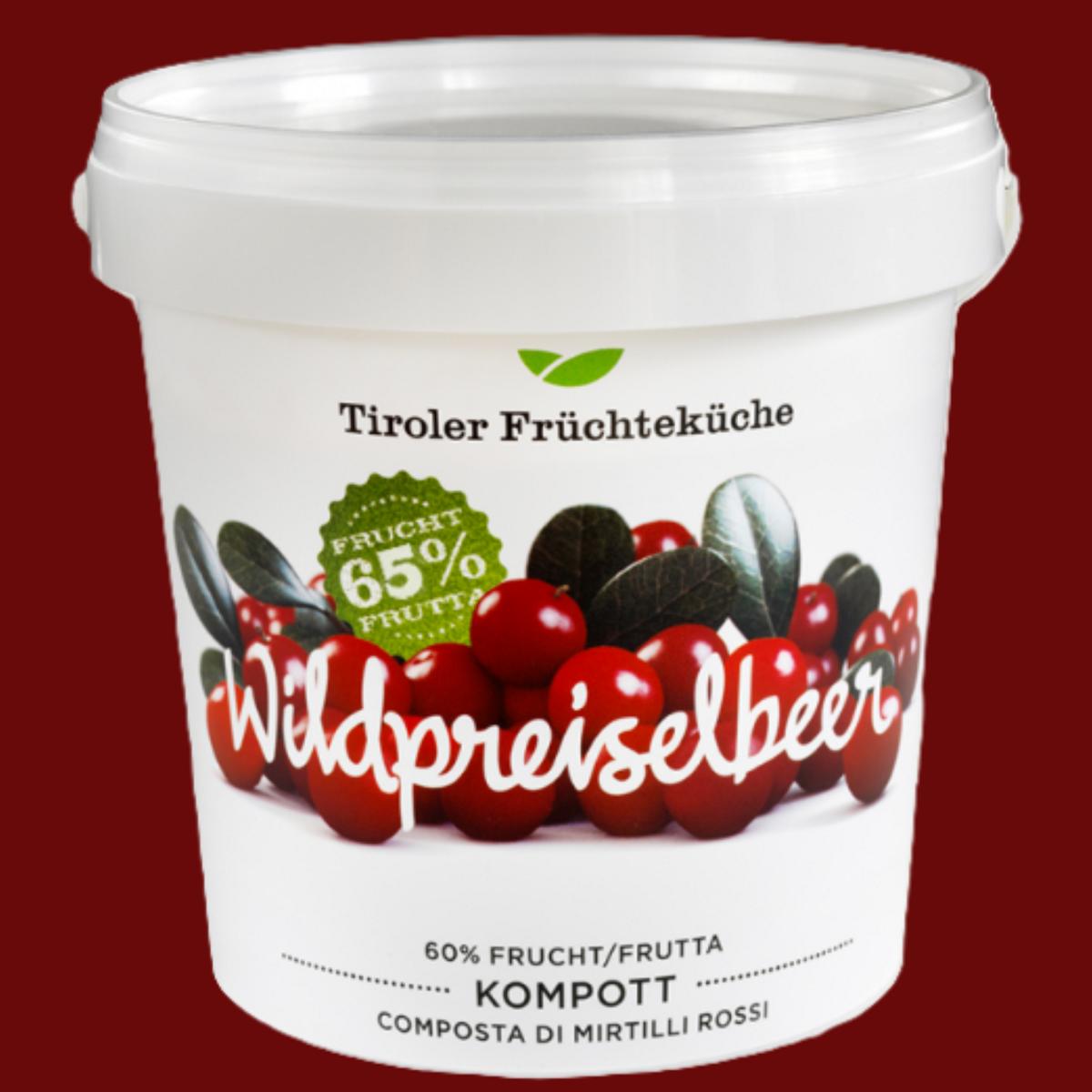 Wildpreiselbeerkompott 65% Fruchtanteil 1000g (Eimer)