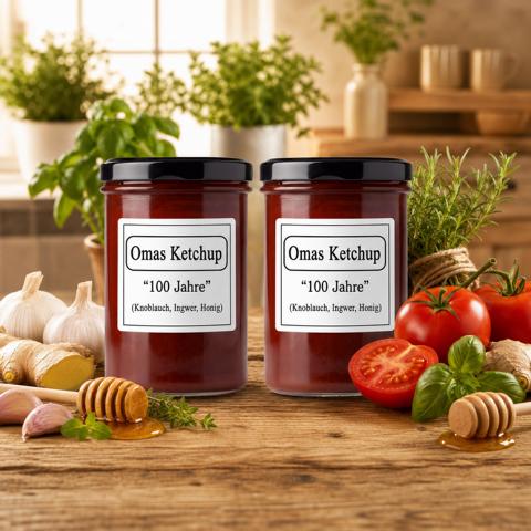 Omas Ketchup "100 Jahre" (mit Honig, Ingwer u. Knoblauch)