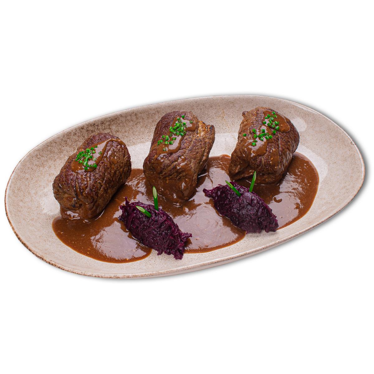 Rinderrouladen in Soße 1000g - Set bestehend aus: 3 Stück à 200g und 400g Soße