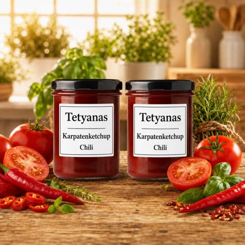 Tetyanas Karpatenketchup mit Chili 2x340g Glas